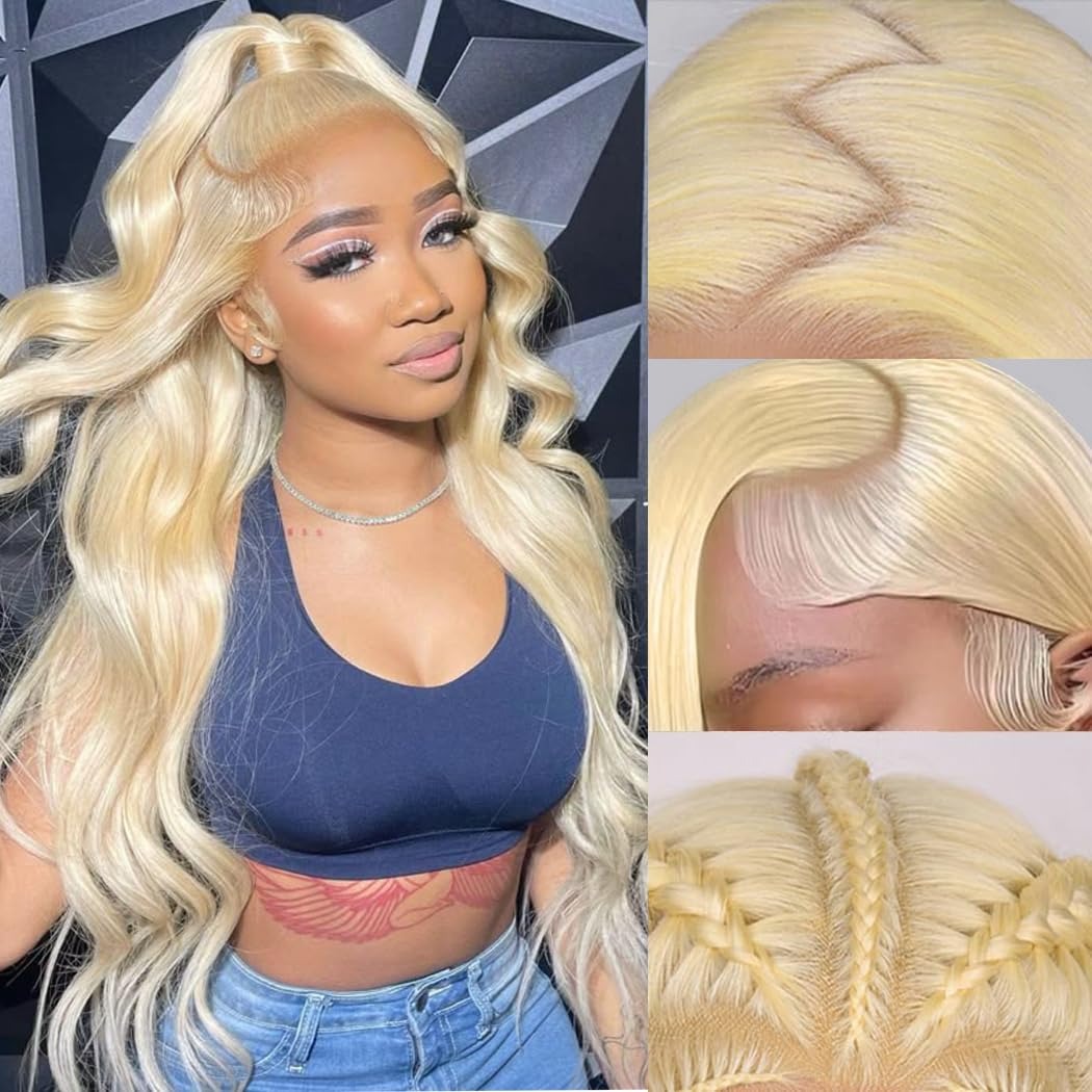 613 Blonde Body Wave Lace Front Wig - Peluca frontal de encaje HD 613,