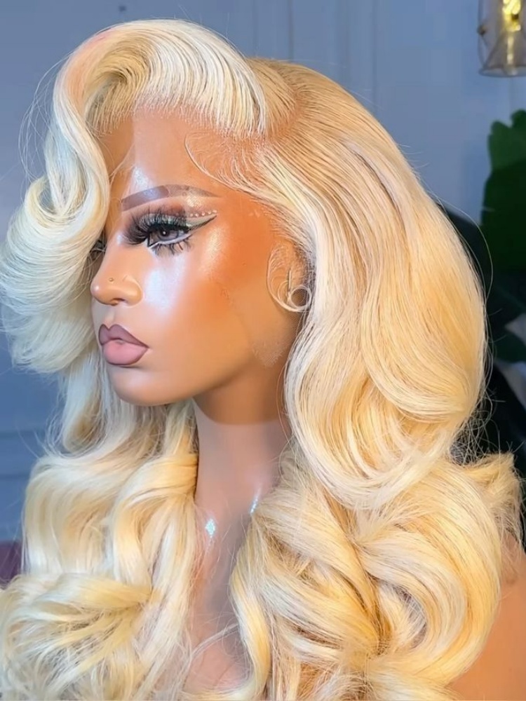 613 Blonde Body Wave Lace Front Wig - Peluca de cabello humano Rubio miel