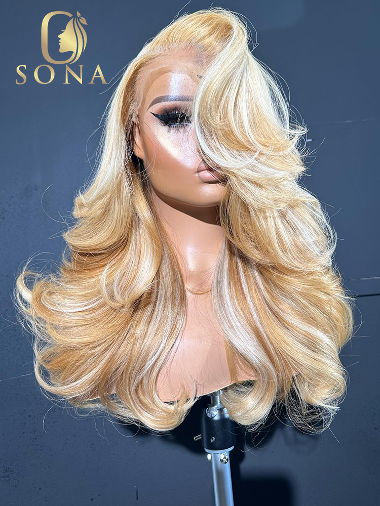 613 Blonde Body Wave Lace Front Wig - 613 # 27 # Peluca de