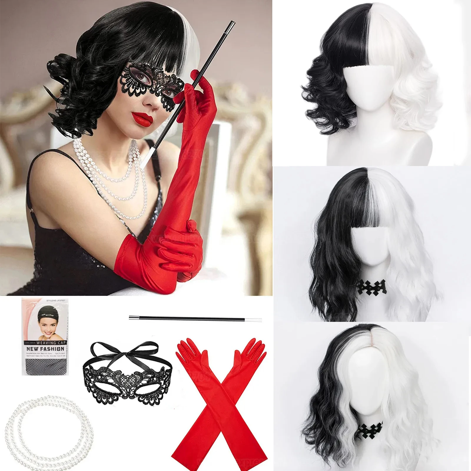 Synthetic Braided Wigs For Black Women - Peluca de cosplay de Cruella de