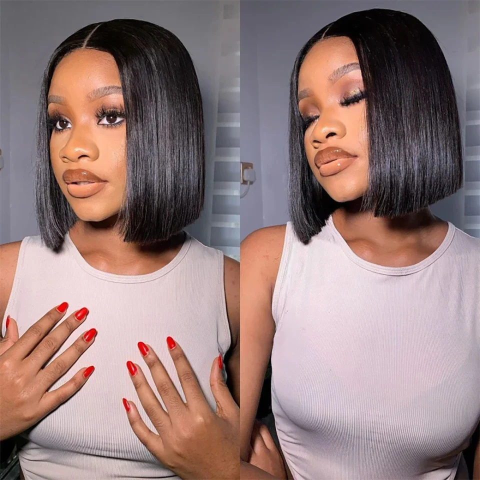 Glueless Wear And Go Human Hair Wig - Pelucas de cabello humano liso Bob