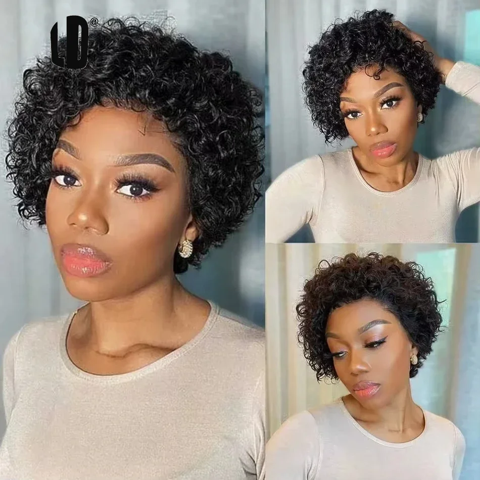 Short Pixie Cut Wig Human Hair Cheap - Peluca de corte pixie color 99J,