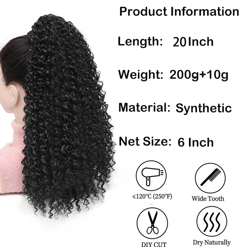 Cola de Caballo rizada larga c - Drawstring Afro Curly Puff Ponytail reseña y precio