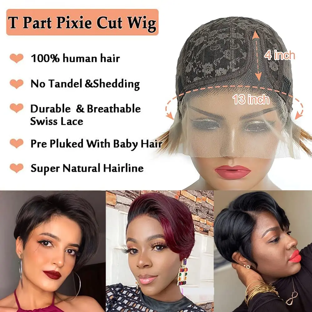 Peluca de cabello humano de co - Short Pixie Cut Wig Human Hair Cheap reseña y precio