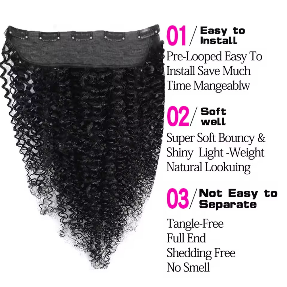 1 Uds Clips en una pieza exten - Seamless Clip In Hair Extensions Human Hair reseña y precio