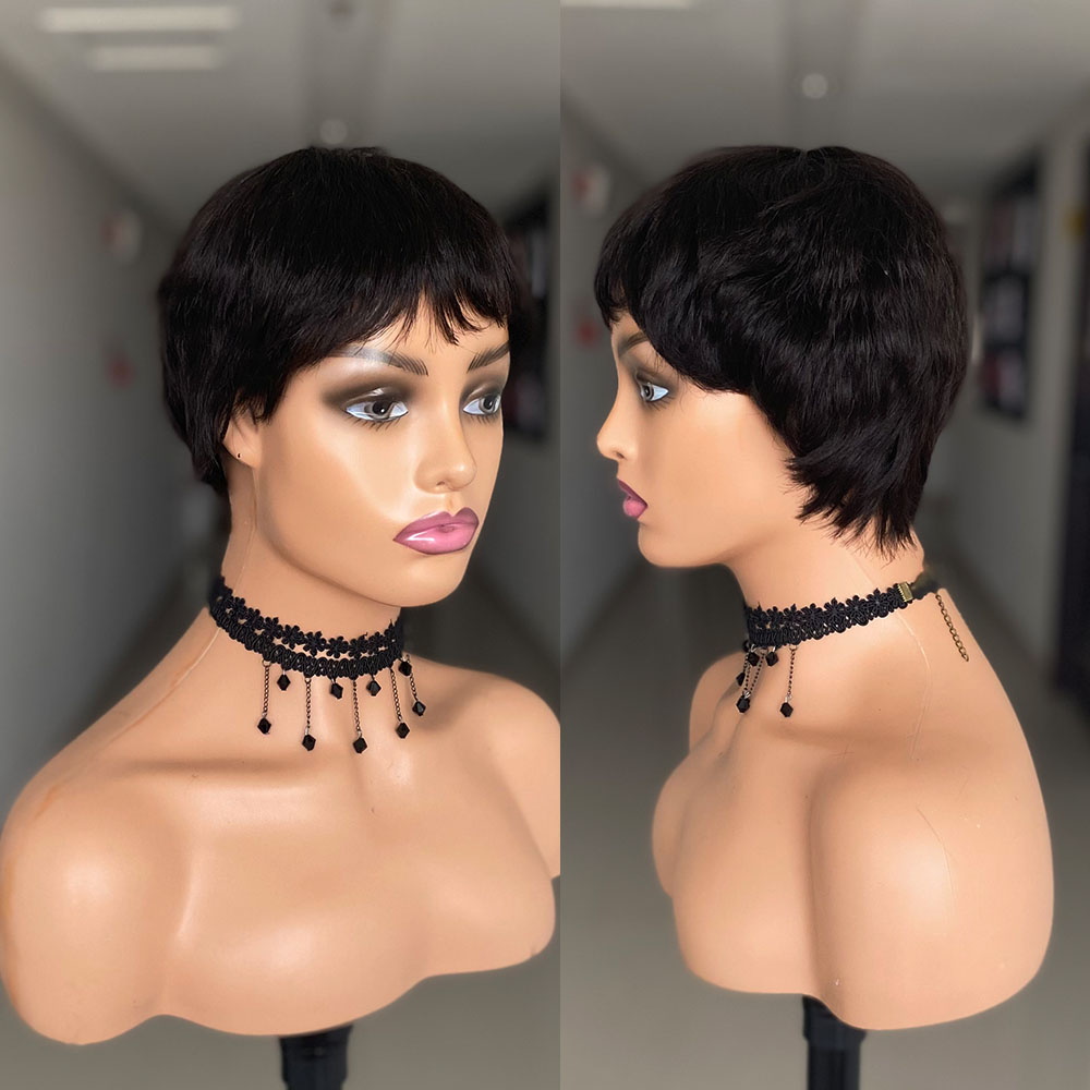 Pelucas de cabello humano liso - Short Pixie Cut Wig Human Hair Cheap reseña y precio