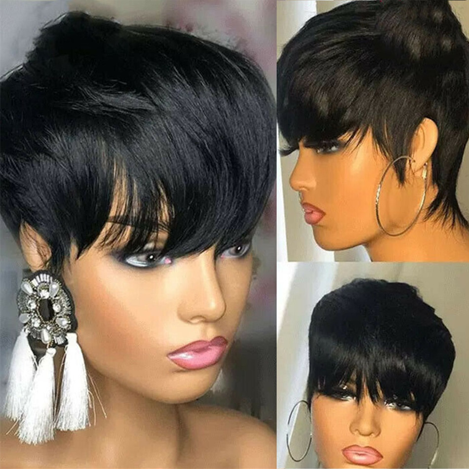 Peluca corta de cabello humano - Short Pixie Cut Wig Human Hair Cheap reseña y precio