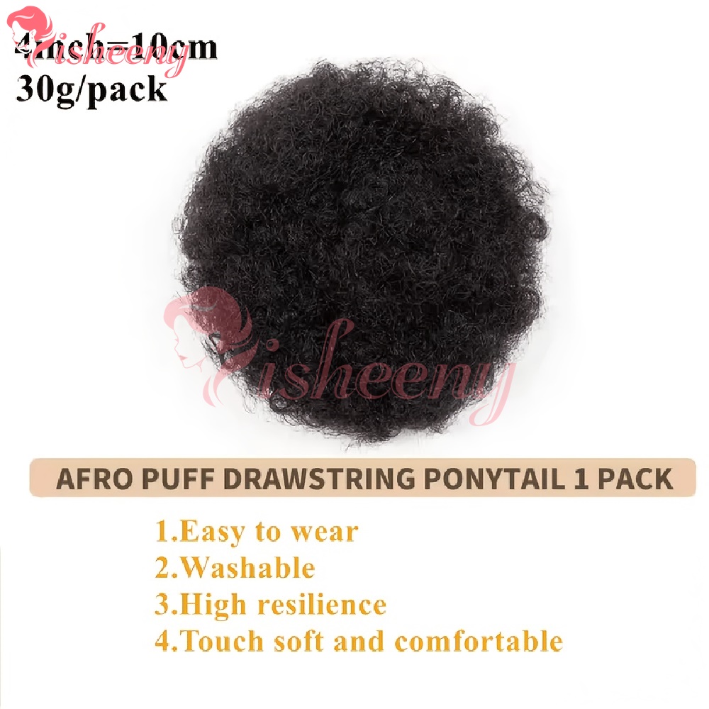 Isheeny Coleta Afro Rizada con - Drawstring Afro Curly Puff Ponytail reseña y precio
