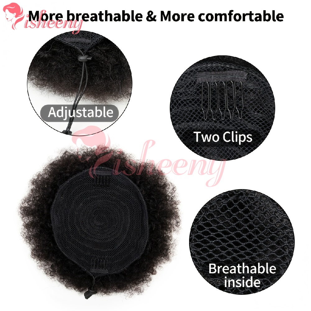 Isheeny Coleta Afro Rizada con - Drawstring Afro Curly Puff Ponytail reseña y precio