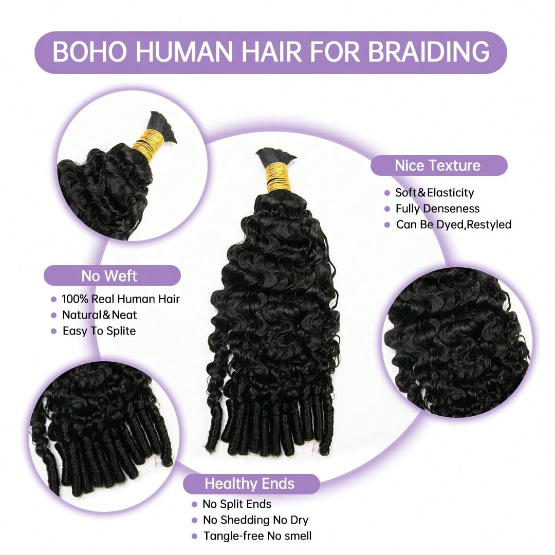 Cabello Humano Rizado Birmano  - Water Wave Bulk Human Hair For Braiding reseña y precio